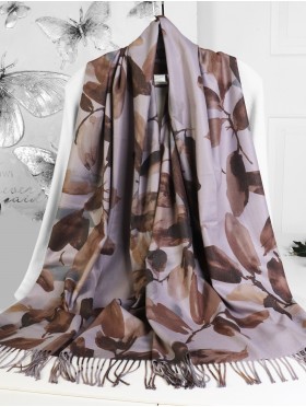 Cashmere Feeling Leaf Print Premium Scarf