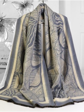 Cashmere Feeling Leaves Print Premium Scarf