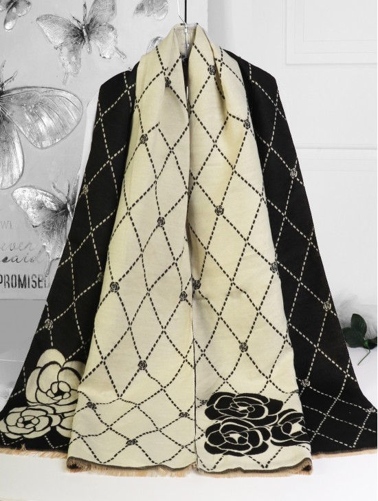 Diamond & Flower Print Premium Scarf