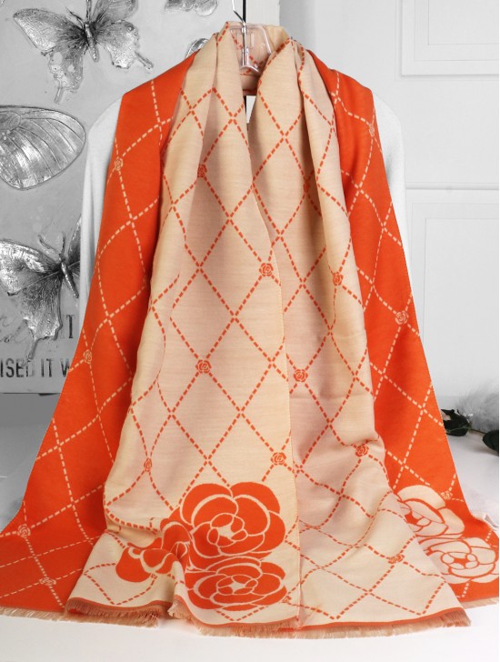 Diamond & Flower Print Premium Scarf