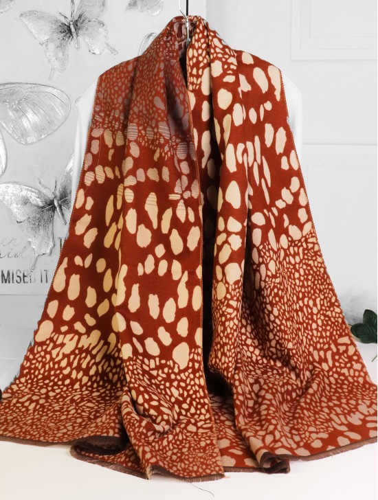 Reversible Cashmere Feeling 3 Tone Print Premium Scarf