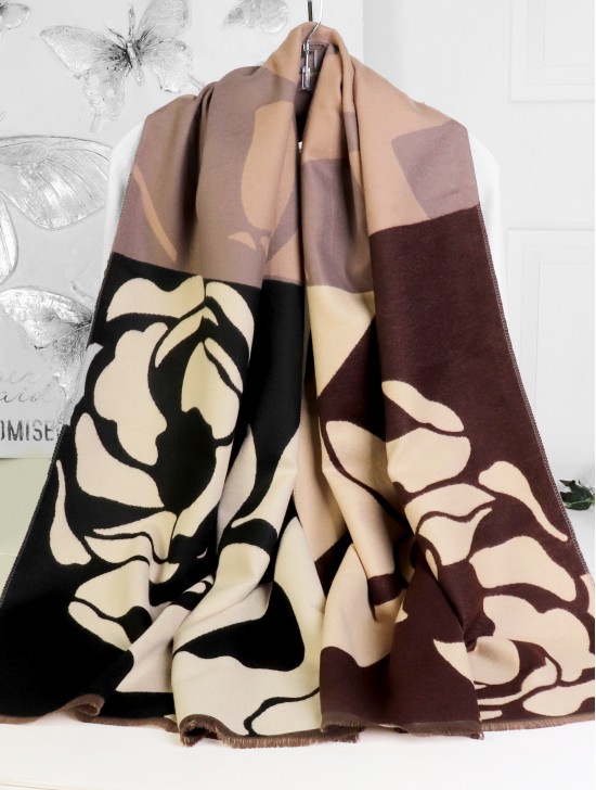 Reversible Cashmere Feeling Rose Print Premium Scarf