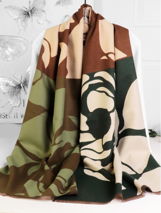 Reversible Cashmere Feeling Rose Print Premium Scarf