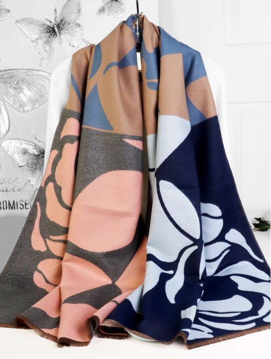 Reversible Cashmere Feeling Rose Print Premium Scarf