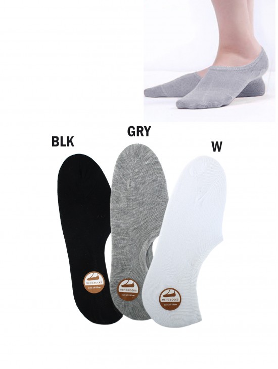 Men's Cotton No-Show Liner Socks W Non Slip Ankle Grips (6pc)