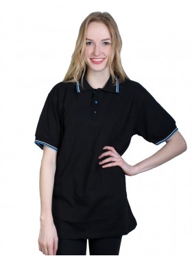 Unisex Solid Short Sleeve Top with Color Stripe Detail