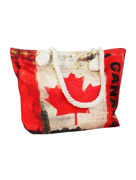 Canvas Canada Print Shoulder Tote