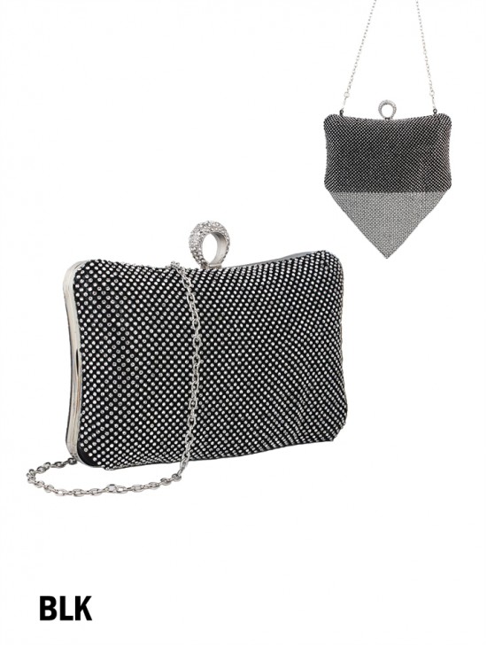 Rhinestone Faux Leather Evening Clutch