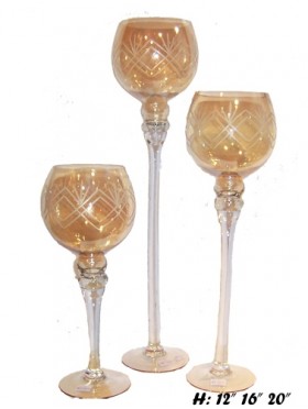 CANDLE HOLDER GOBLET STYLE GLASS VASE