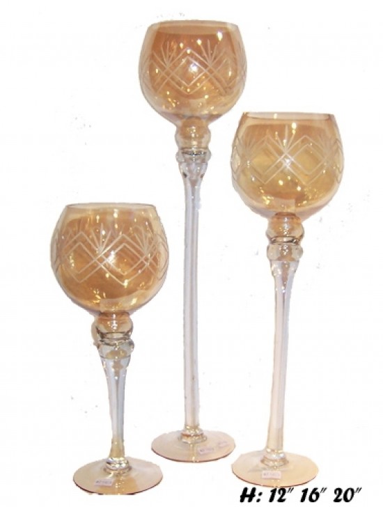 CANDLE HOLDER GOBLET STYLE GLASS VASE