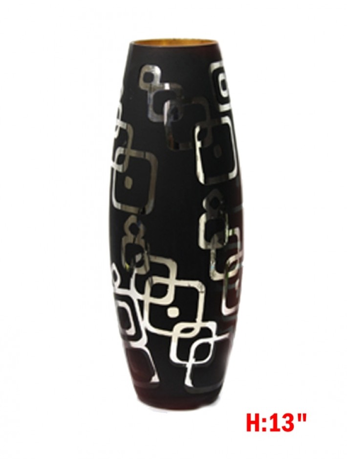 Opaque Coloured Glass Vase With Metallic Details