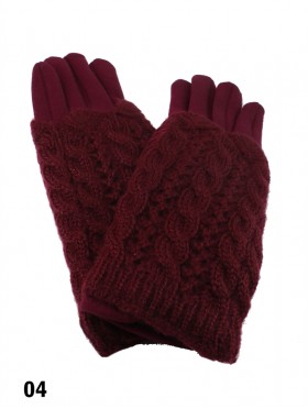 2 Layers Cable Knit Touch Screen Glove