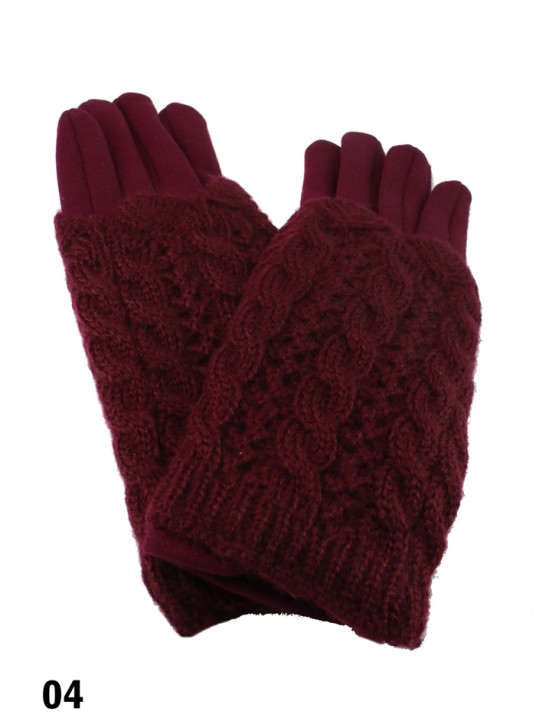 2 Layers Cable Knit Touch Screen Glove